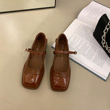 Mary Jane Low Heel Leather Shoes
