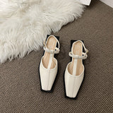 Square Toe Mary Jane Low Heels