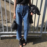 Two Toned Frayed High Waisted Jeans