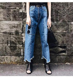 Two Toned Frayed High Waisted Jeans