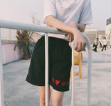 Embroidered Hearts Shorts