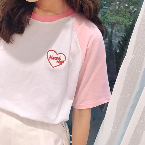 Embroidered "Heart Club" Tee