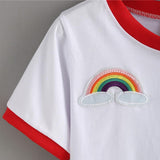 Rainbow Patch Embroidered Crop Top