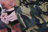 Drop Shoulder Camouflage Hooded Long Sleeve