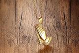 Gold Plated Praying Hands Necklace