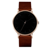 Minimal Quartz Watch With Leather Strap