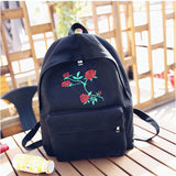 Embroidered Rose Canvas Backpack
