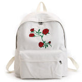 Embroidered Rose Canvas Backpack