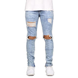 Acid Wash Ripped Jeans With Ankle Zippers