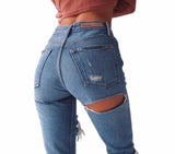 Vintage High waist Back Thigh Ripped Jeans