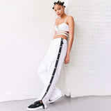 Button Up Side Stripe Trousers