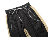 Khaki Striped Joggers With Ankle Zippers