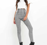 High Waisted Black And White Plaid Trousers