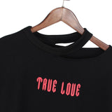 "True Love" Cut Neck Sweater