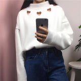 Cut Out Hearts Mock Turtleneck Sweater