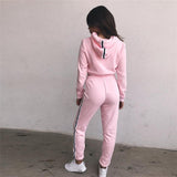 Cropped Striped Track Suit Set