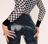 Checkered Meshed Long Sleeve Tee