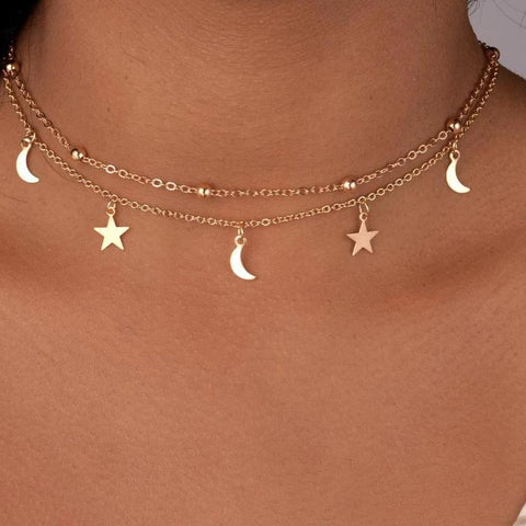 Moon And Stars Necklace