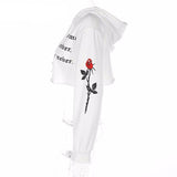 "Love Me Forever Or Never" Cropped Rose Hoodie