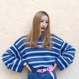 Knitted Oversized Blue Cropped Sweater
