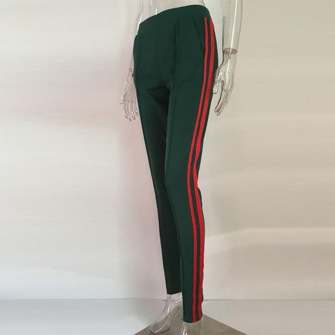 Green And Red Pleated Trousers