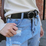 Leather Grunge Belts With Steel Ring