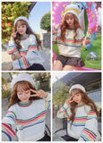 Rainbow Knitted Oversized Pullover Sweater