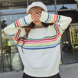 Rainbow Knitted Oversized Pullover Sweater