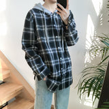 Flannel Plaid Hooded Long Sleeve Shirt