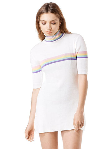 Rainbow Knit Turtleneck Sheath Mini