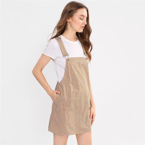 Yellow Plaid Overall Skirt