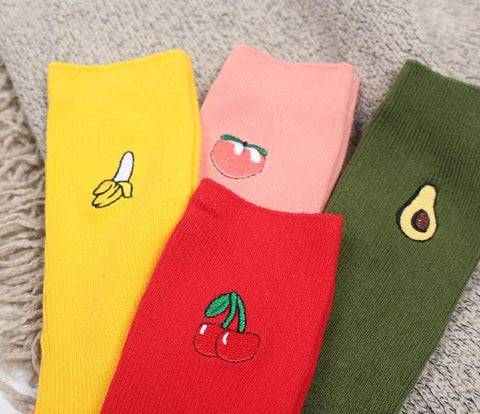 Fruit Embroidered Socks