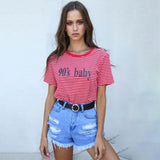 "90s Baby" Striped Tee
