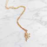 Golden Rose Charm Necklace On Rope Chain