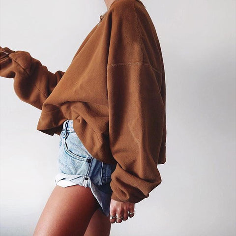 Drop Shoulder Khaki Pullover Sweater