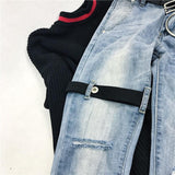 Strapped Steel Ring Jeans