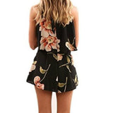 Floral Two Piece Pleated Halter Top & Shorts