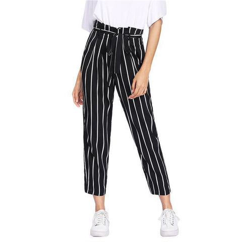 High Waisted Vertical Striped Trousers