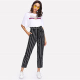 High Waisted Vertical Striped Trousers