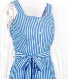 Poplin Linen Striped Summer Dress