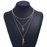 Cross And Rose Two Piece Necklace Set