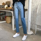 Two Tone Slim Straight Jeans