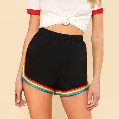 Rainbow Trim High Waisted Shorts