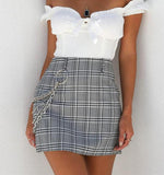 Plaid Mini Skirt With Chain