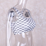 Checkered Knit Crop Top