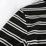 Black And White Knitted Mock Turtleneck