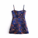 Spaghetti Strap Satin Floral Dress