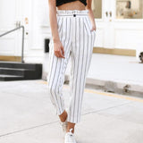 Vertical Striped Straight Trousers