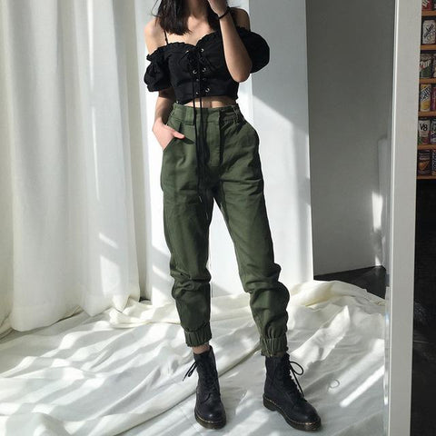 High Waisted Cargo Trousers
