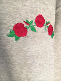 Rose Embroidered Cotton Hoodie